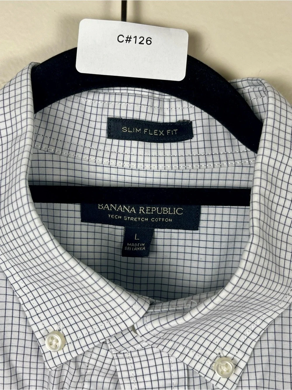 Banana Republic Men’s L Slim Flex Fit Tech Stretch Cotton Check Shirt sku 126